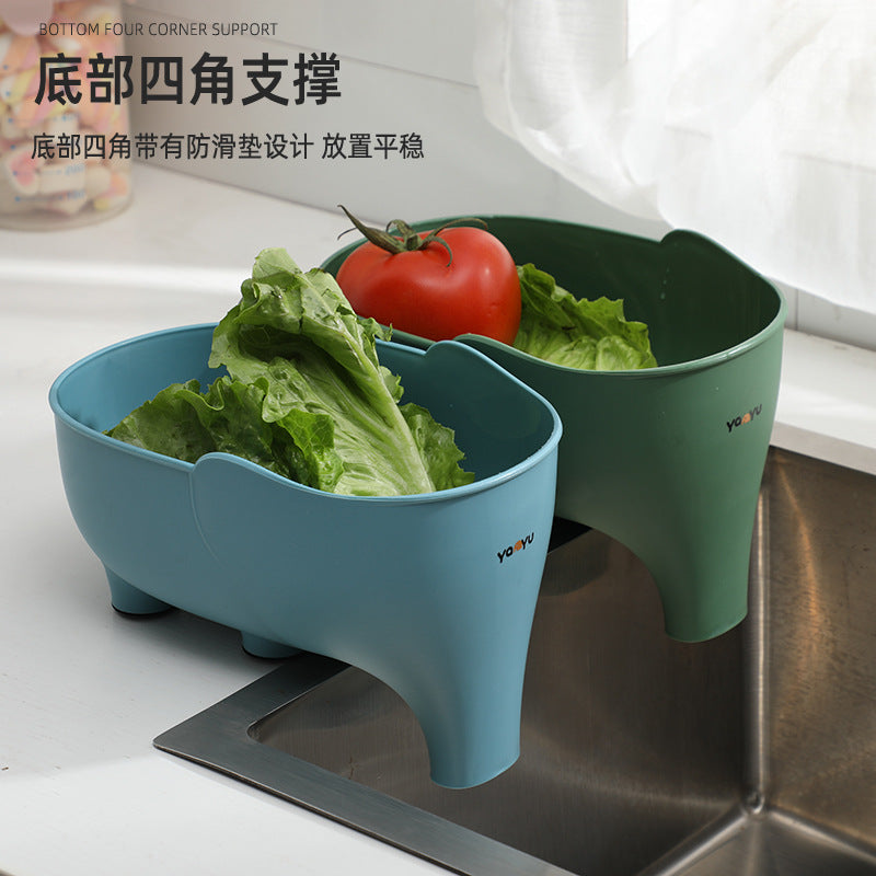 Yan Yu elephant drain basket Multi-purpose kitchen drain basket household fruit and vegetable basket plastic drain basket